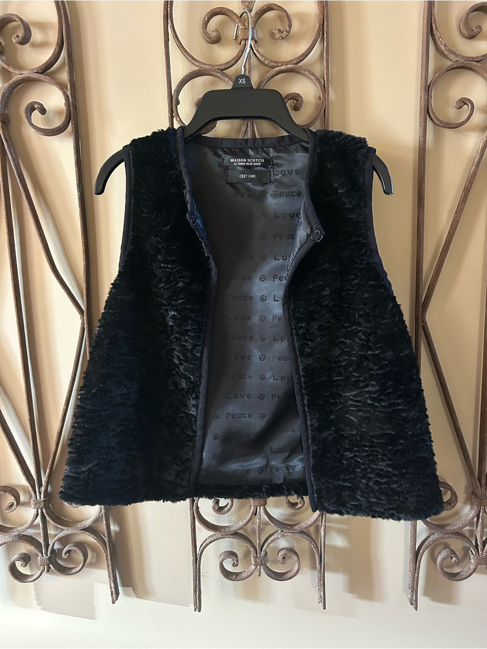 Maison Scotch Black Faux Fur Vest